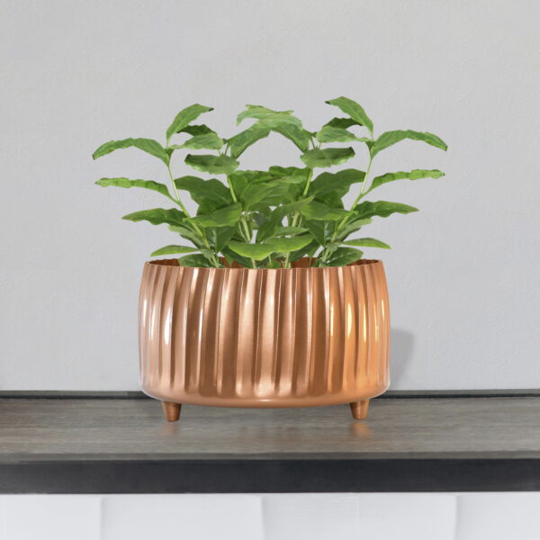 Footed Fluted Planter with Antique Copper Finish