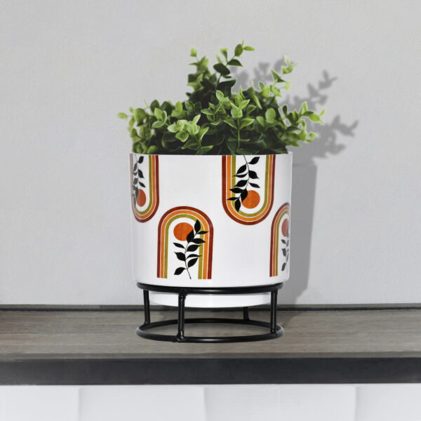 Bohemian Arch & Leaf Pattern Planter with Stand
