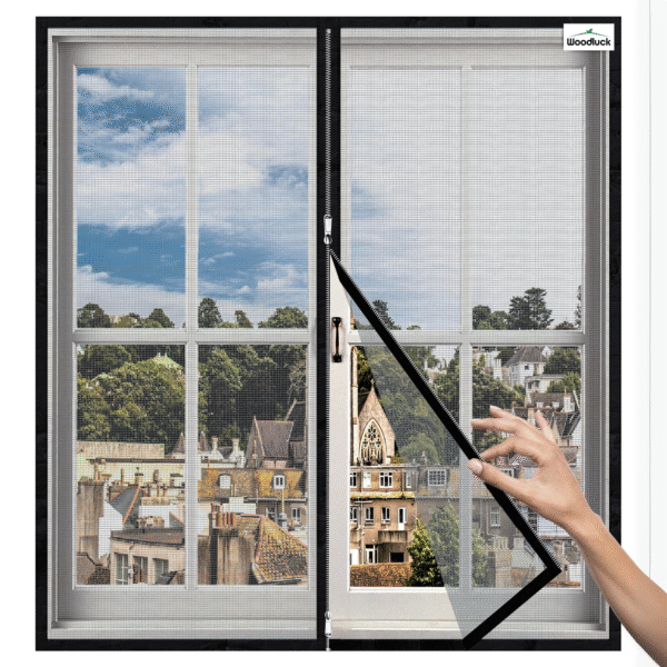 Grey Pre Stitched 120 GSM Fiberglass Mosquito net for windows  with self adhesive Hook Tape on All Four Borders, Window Door DIY Ready to use net